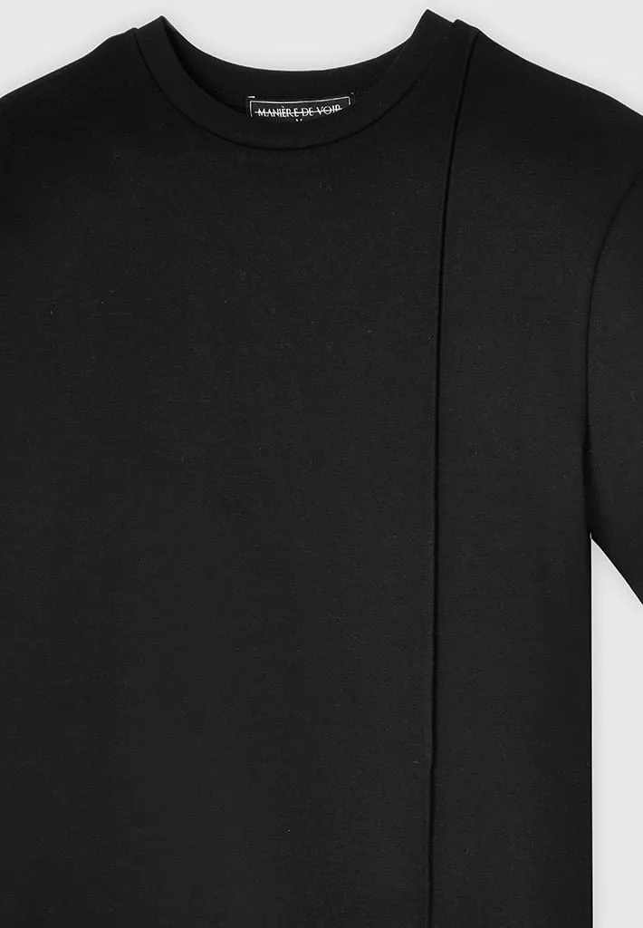 Éternel Slim Fit Cotton T-Shirt with Pintuck - Black
