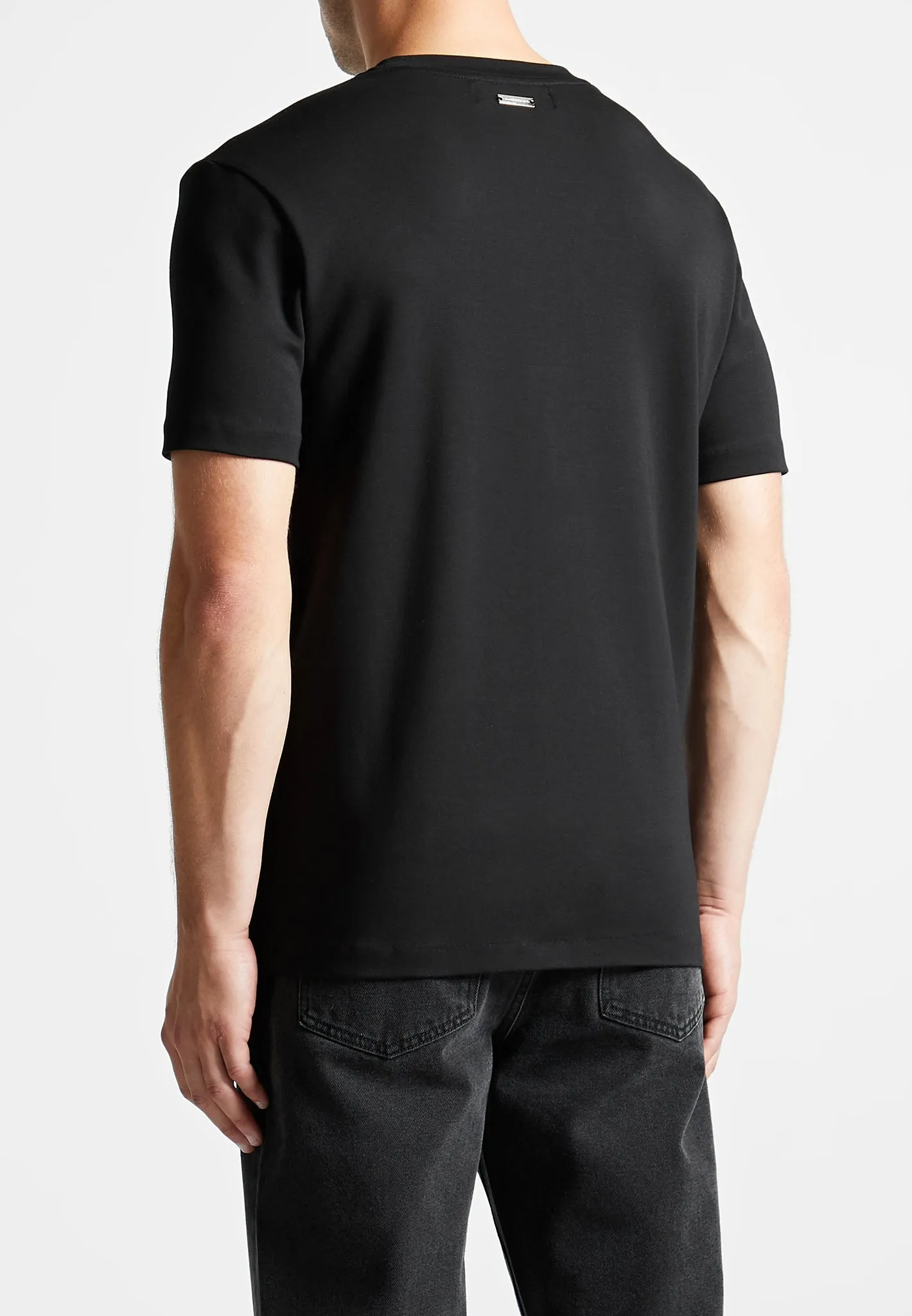 Éternel Slim Fit Cotton T-Shirt with Pintuck - Black