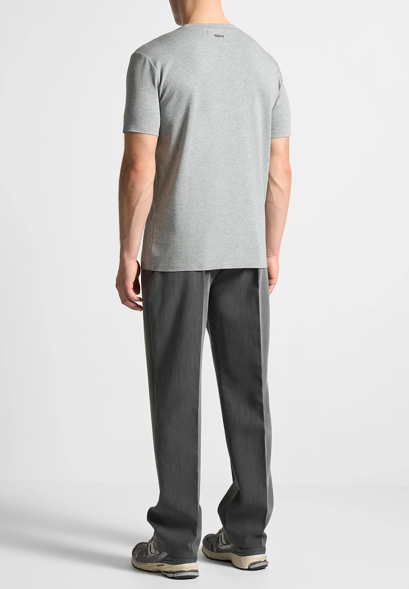 Éternel Slim Fit Cotton T-Shirt with Pintuck - Grey