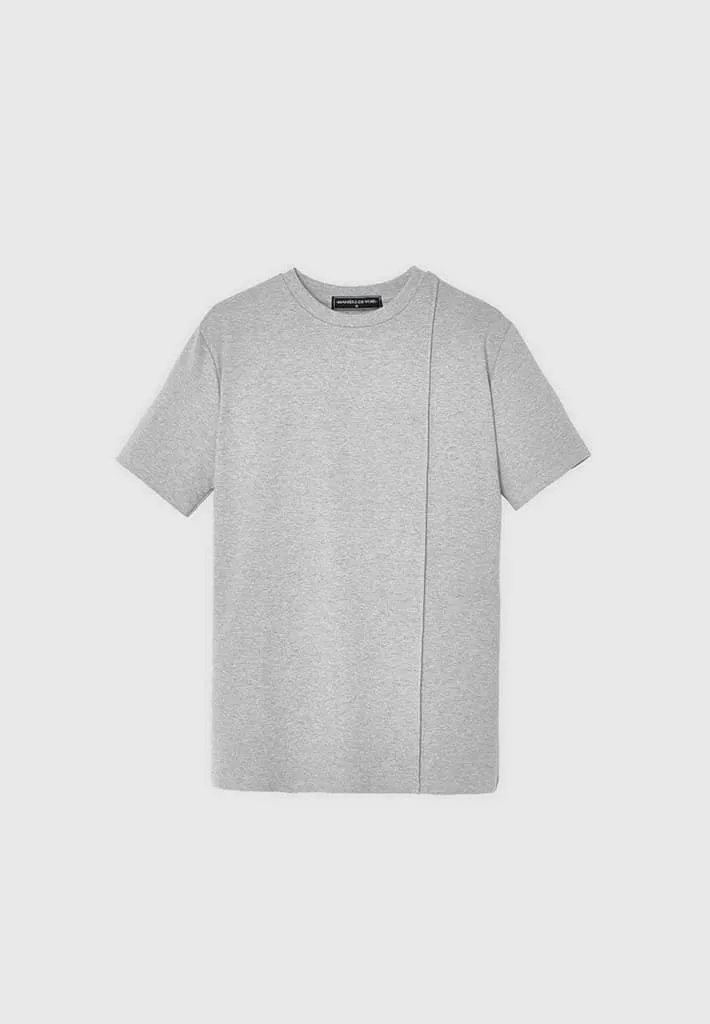 Éternel Slim Fit Cotton T-Shirt with Pintuck - Grey