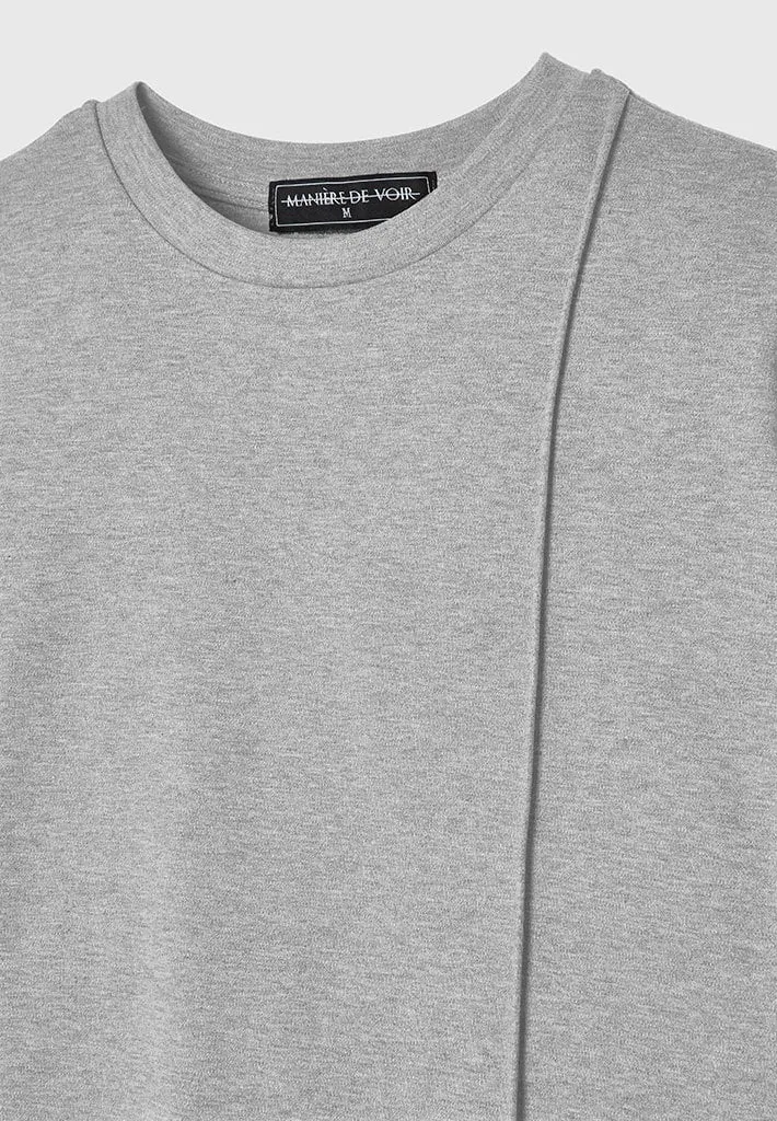 Éternel Slim Fit Cotton T-Shirt with Pintuck - Grey