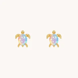 Turtle opal Gold Stud Earrings W.