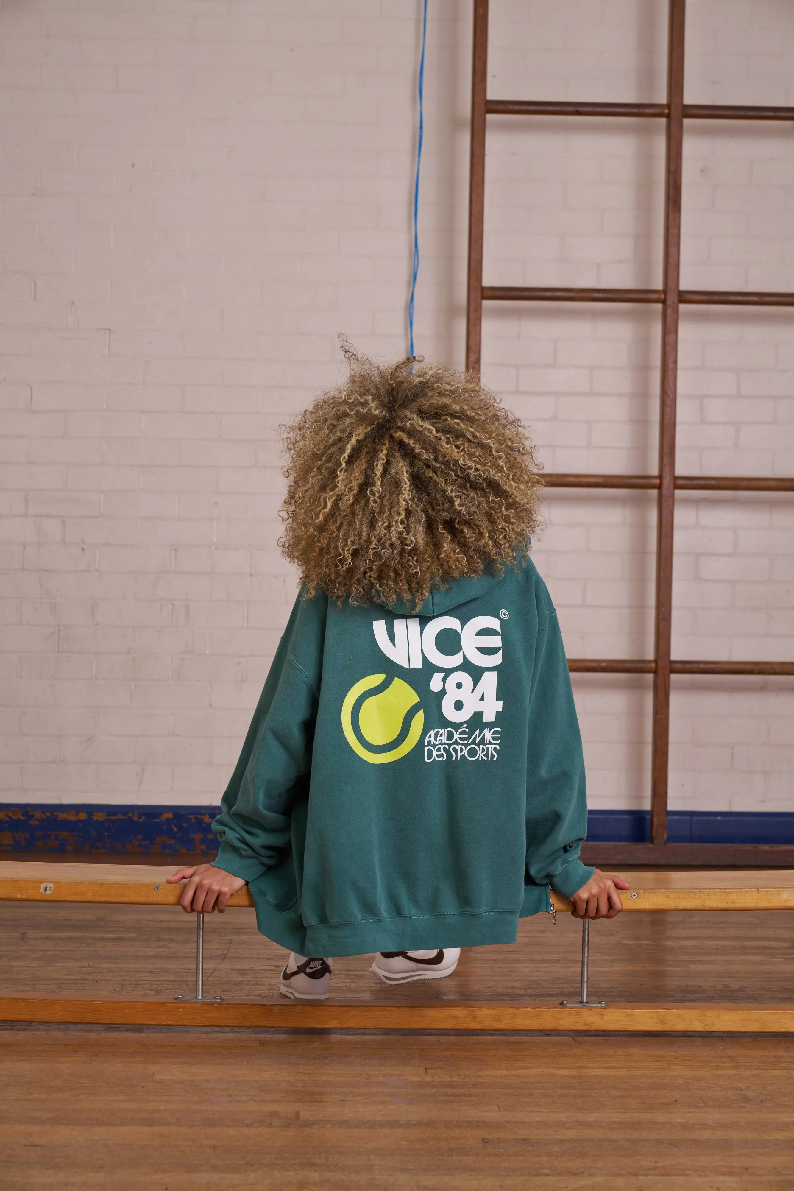 Vice 84 *10 Years Of* 'Tennis' Zip Up Vintage Washed Hoodie - Green