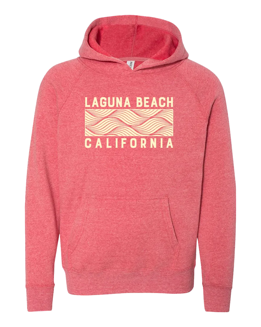 Wave Block Youth Hoodie - Pomegranate