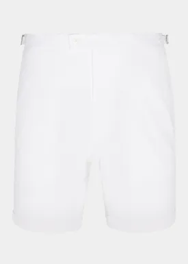 White Seersucker Stretch Shorts
