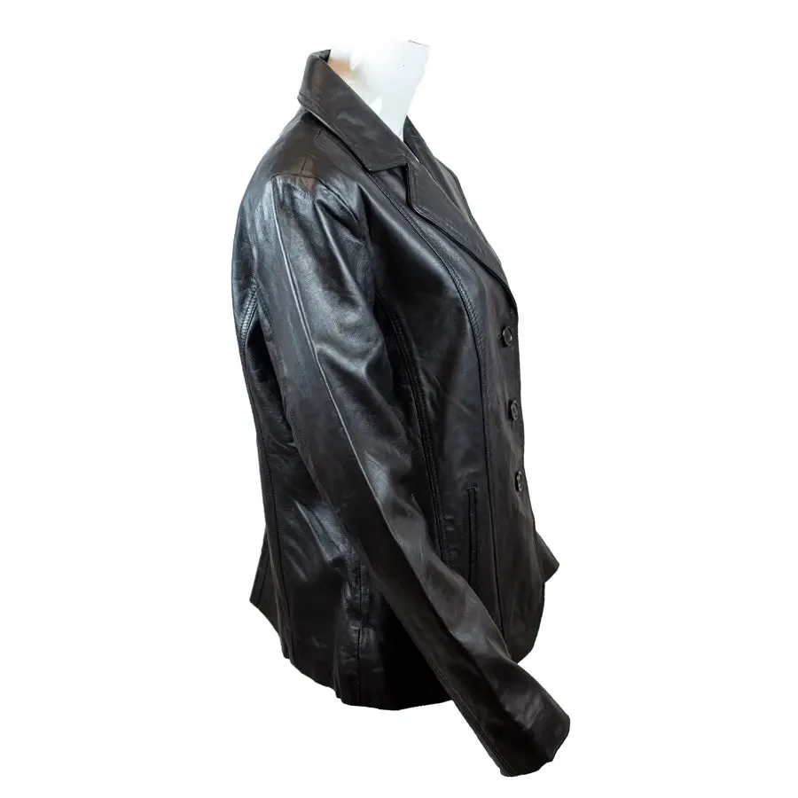 Women's Blazer Stitched Leather Jacket