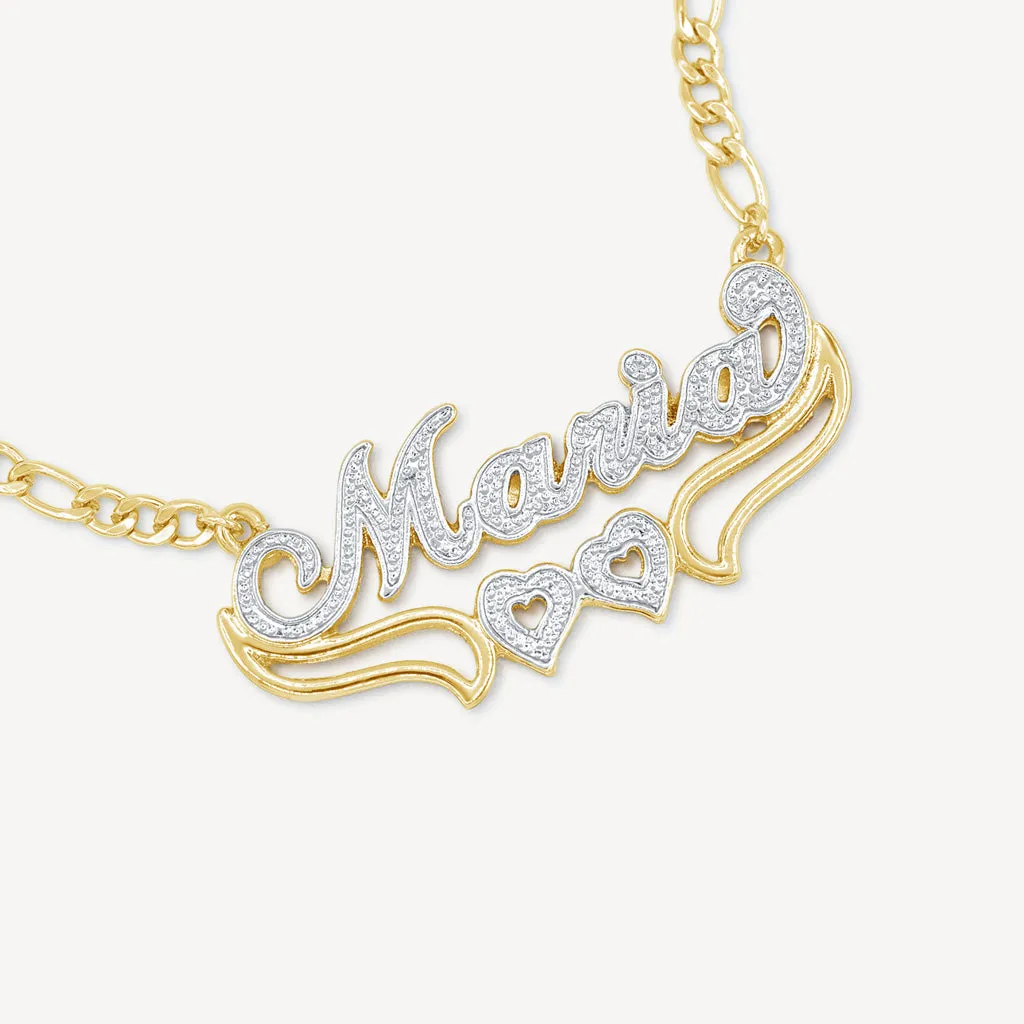 Womens Custom Gold Name Necklace with Hearts
